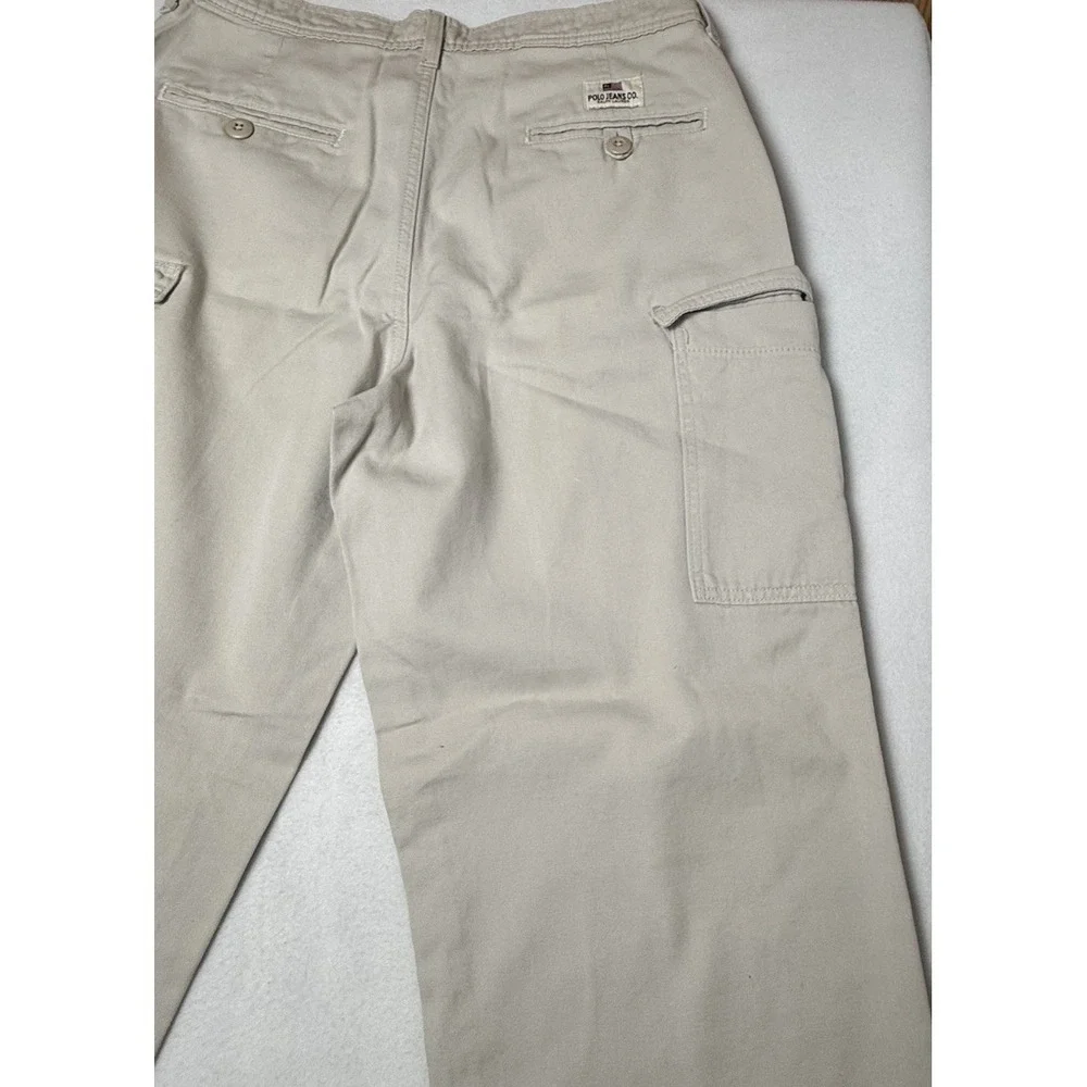 Vintage Polo Jeans Co Ralph Lauren Cargo Pants Mens 34x30 Khaki Beige Cotton